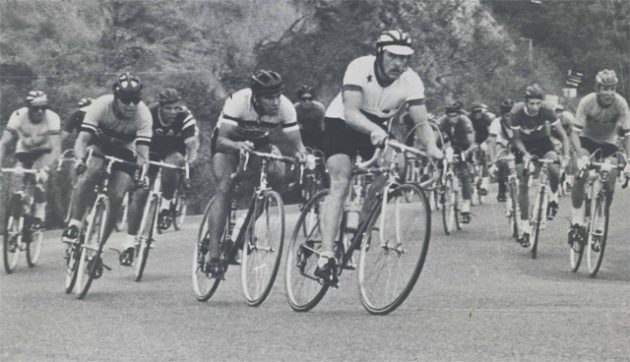 1965. Michael Hiltner on the way to becoming national road champ. This photo is on Mulholland Drive, at the top of the Sepulveda Pass in Los Angeles.