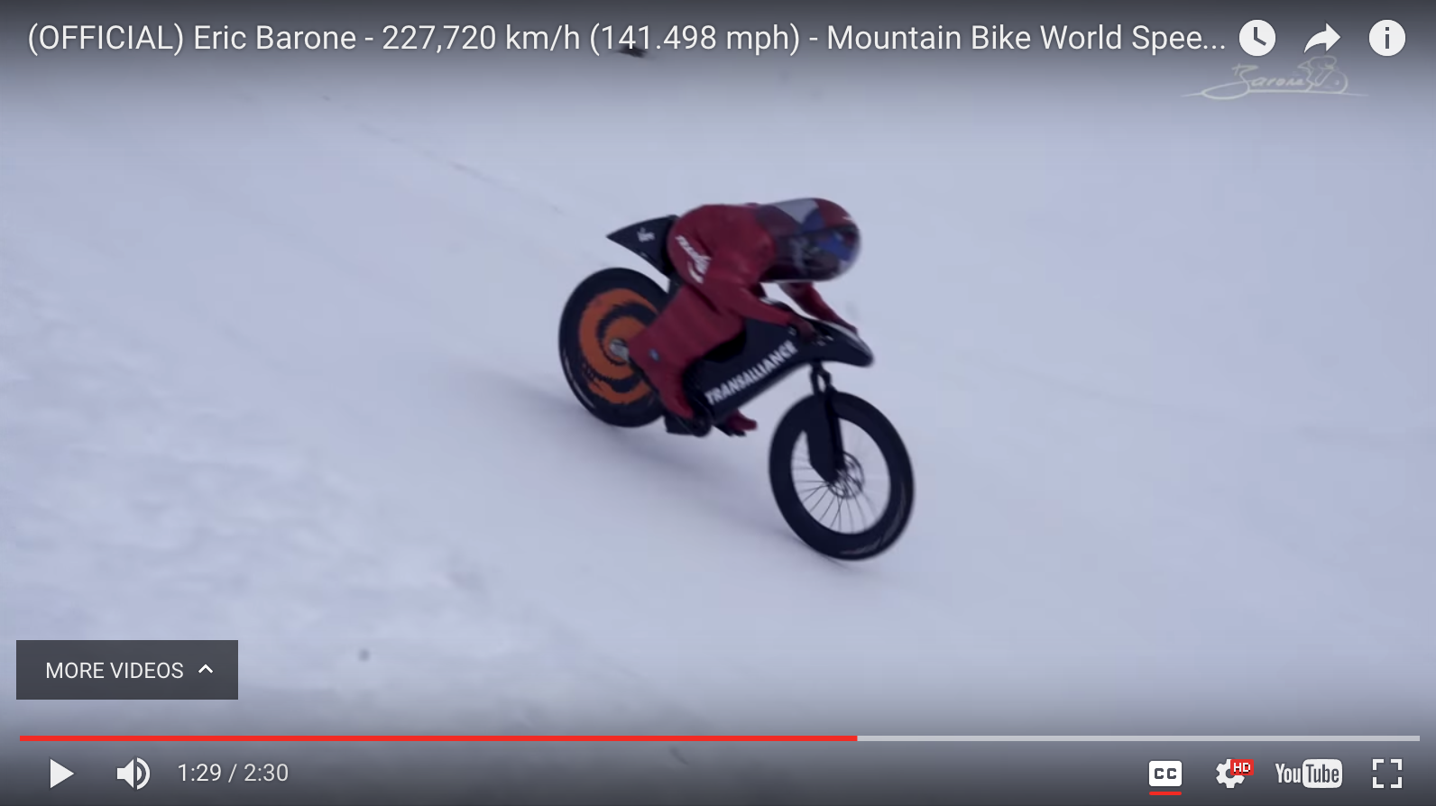 Video: Eric Barone Sets New Mountain Bike Speed Record at 141 mph